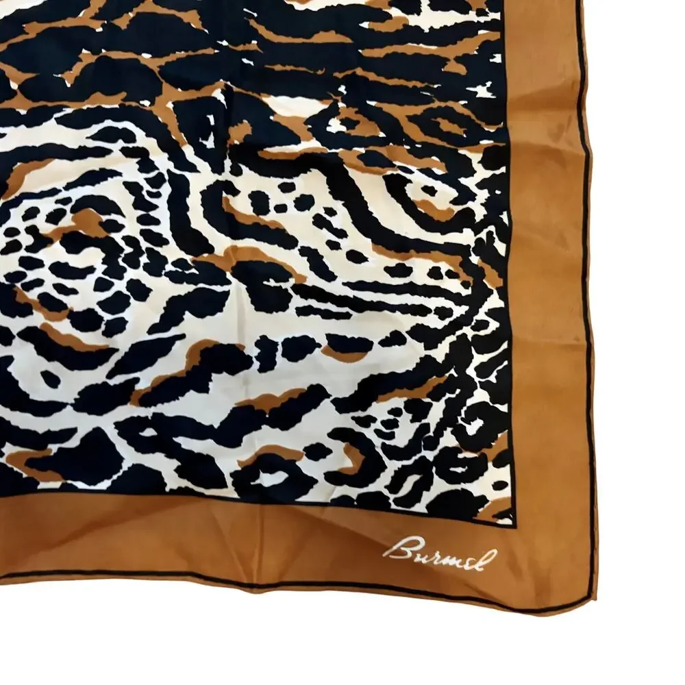 Vintage Burmel Mixed Leopard Stripe Animal Print Silk Scarf Square Retro Glam